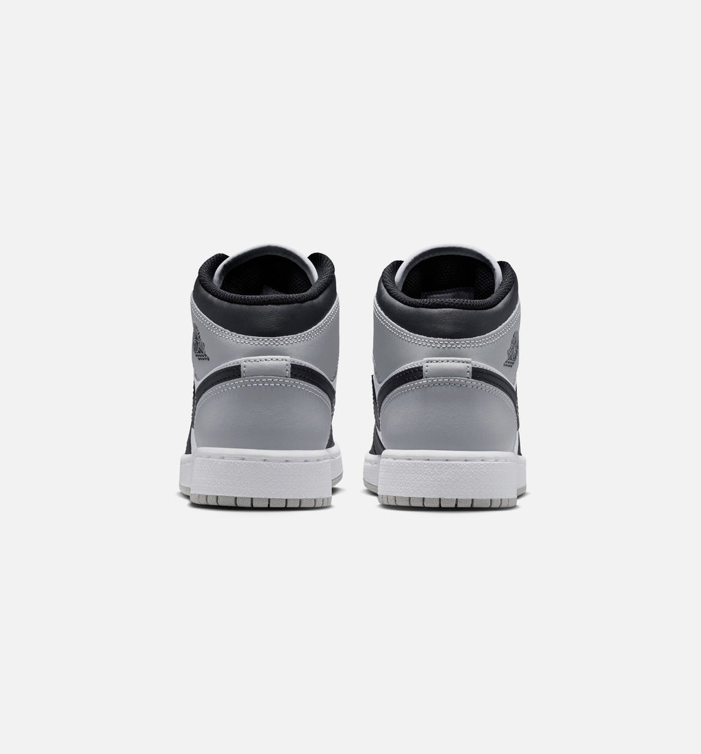 Air Jordan 1 Mid Grade School Shoes - White/Light Smoke Grey/Black