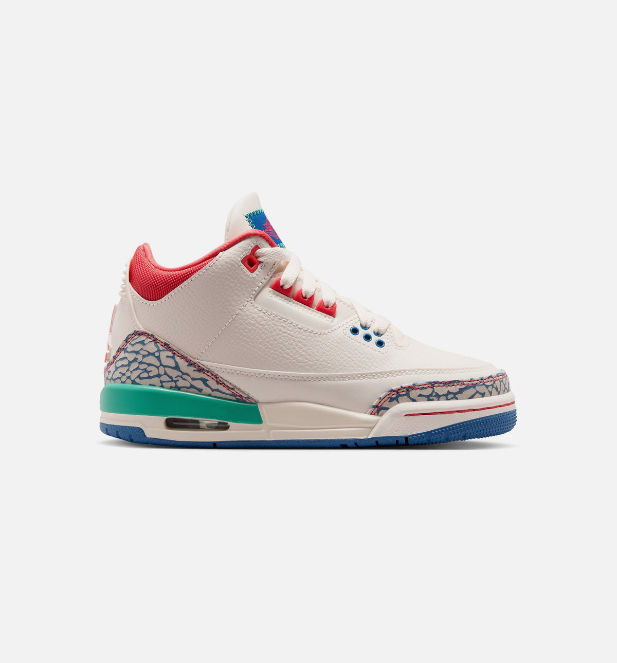 Air Jordan 3 Retro Play Your Way Grade School Shoes - Chalk/Track Red/True Blue/Kinetic Green