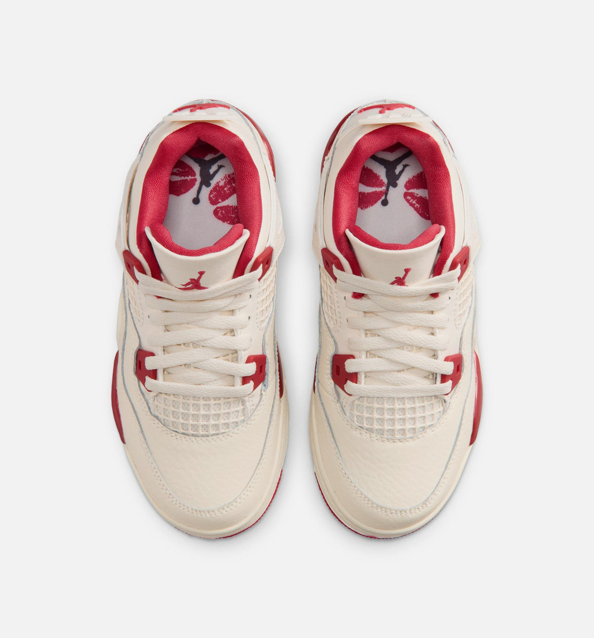 Air Jordan 4 Retro Valentine's Day Preschool Shoes - Pale Ivory/Sierra Red/Tough Red