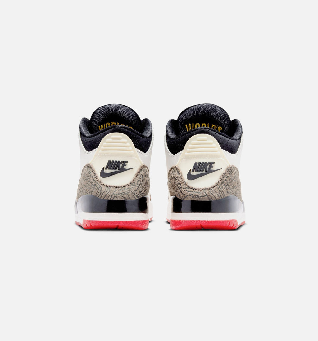 Air Jordan 3 Retro Sail and University Red Preschool Shoes - Sail/Black/University Red/Pale Ivory