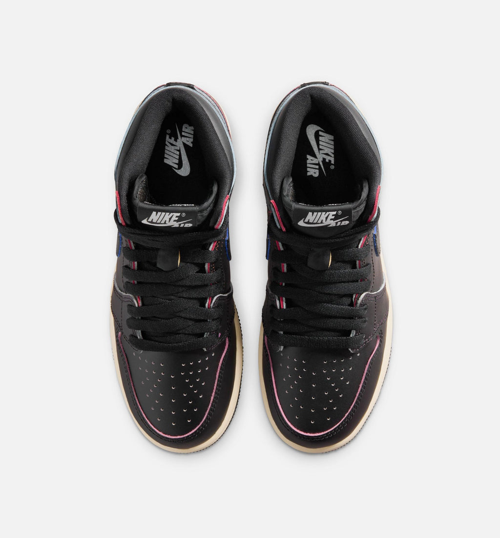 Air Jordan 1 Retro High OG Grade School Shoes - Black/Black/Muslin