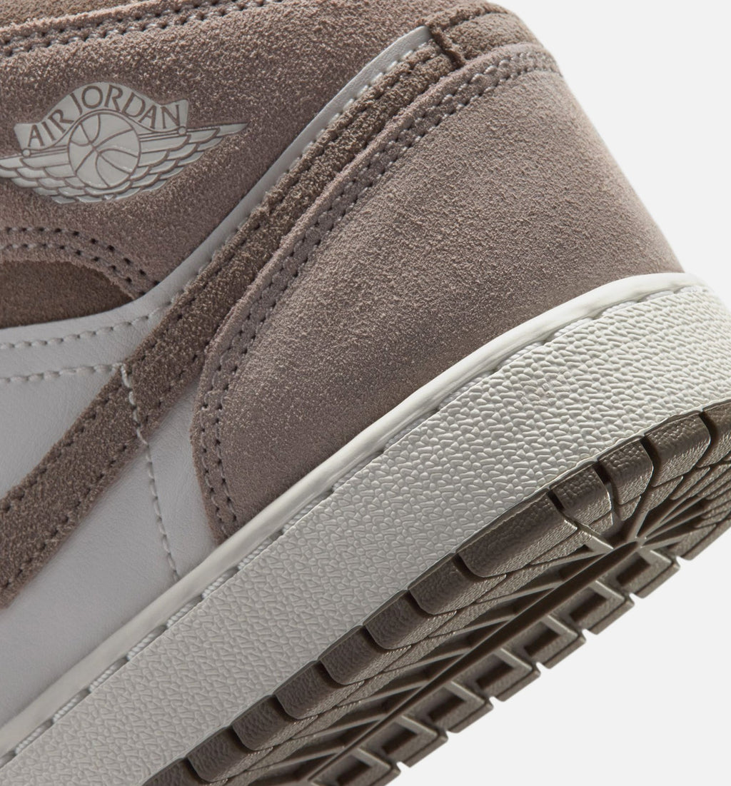 Air Jordan 1 Mid Grade School Shoes - Enigma Stone/Olive Grey/Summit White
