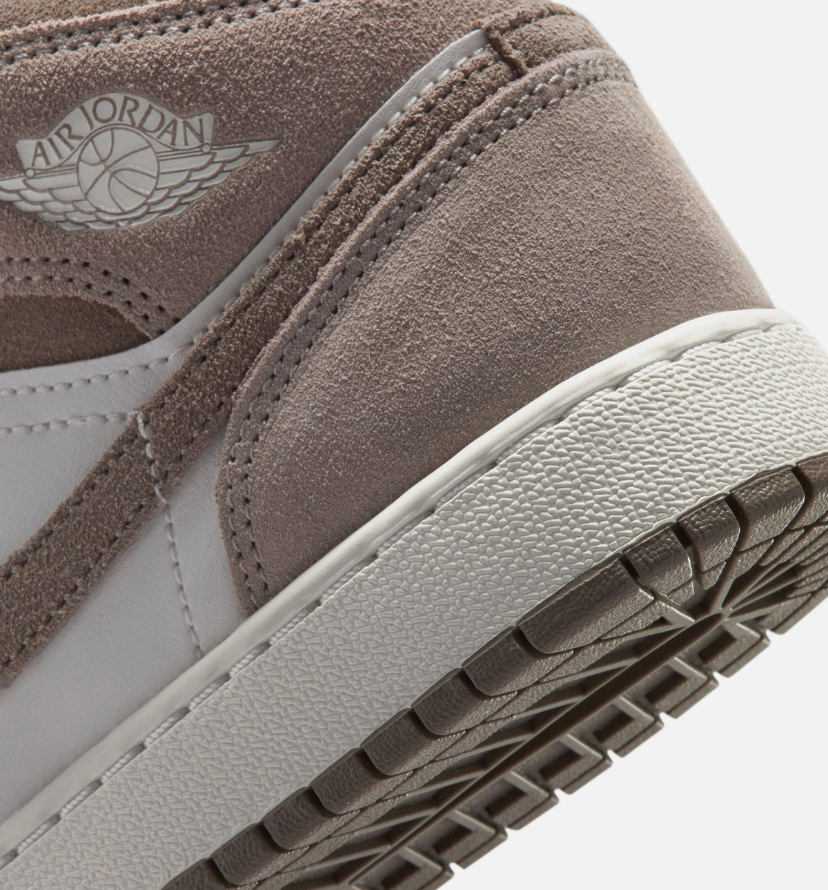 Air Jordan 1 Mid Grade School Shoes - Enigma Stone/Olive Grey/Summit White