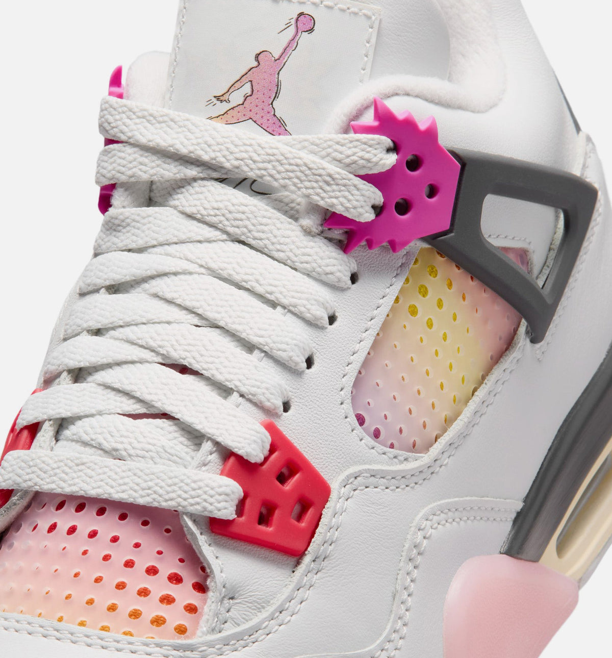 Air Jordan 4 Retro Comic Grade School Shoes - Off-White/Fire Pink/Anthracite