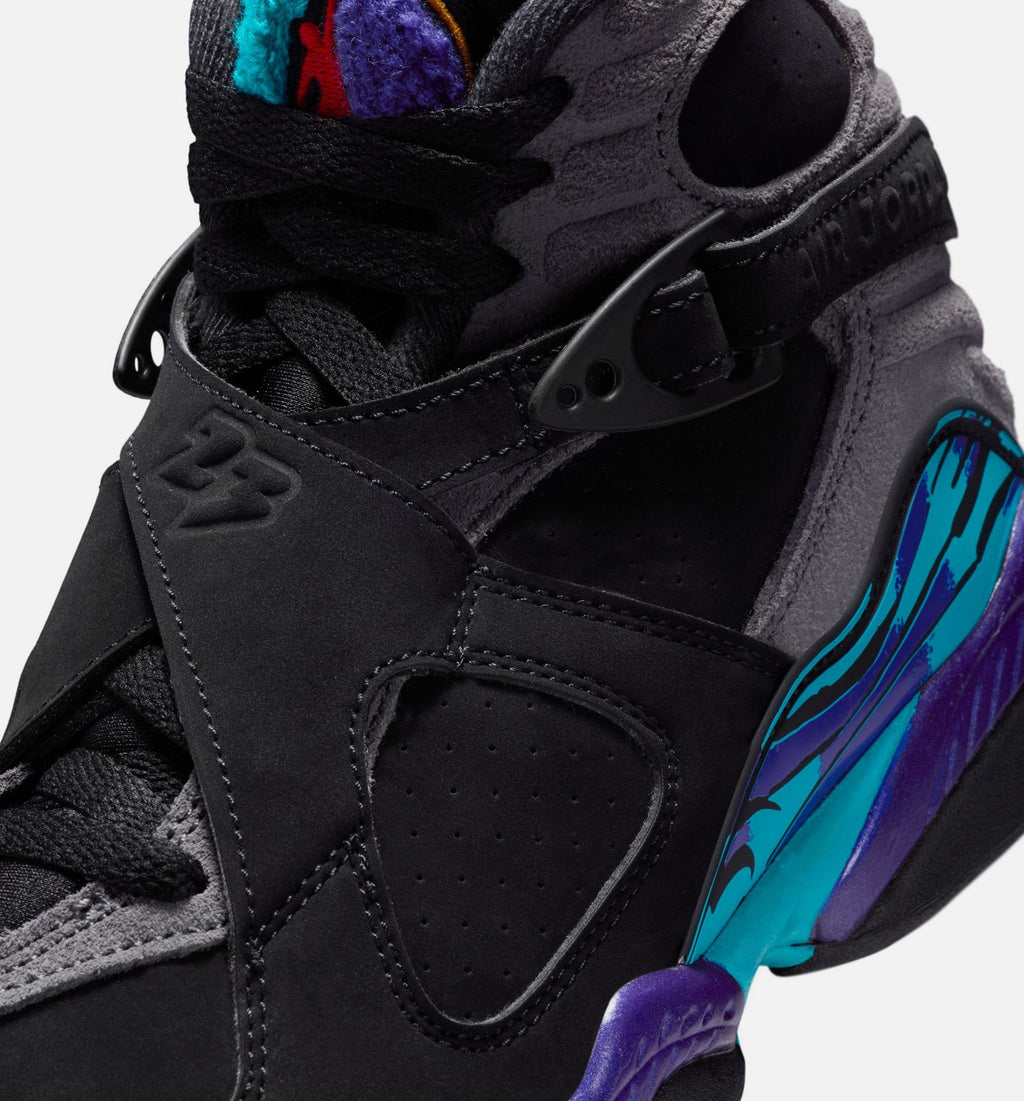 Air Jordan 8 Retro Aqua Grade School Shoes - Black/Multi-Color/Bright Concord