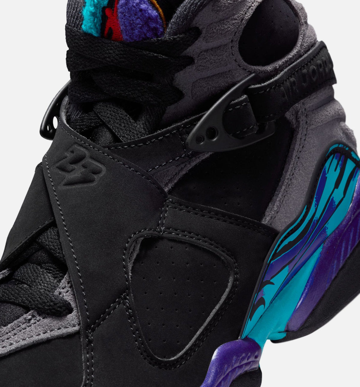 Air Jordan 8 Retro Aqua Grade School Shoes - Black/Multi-Color/Bright Concord