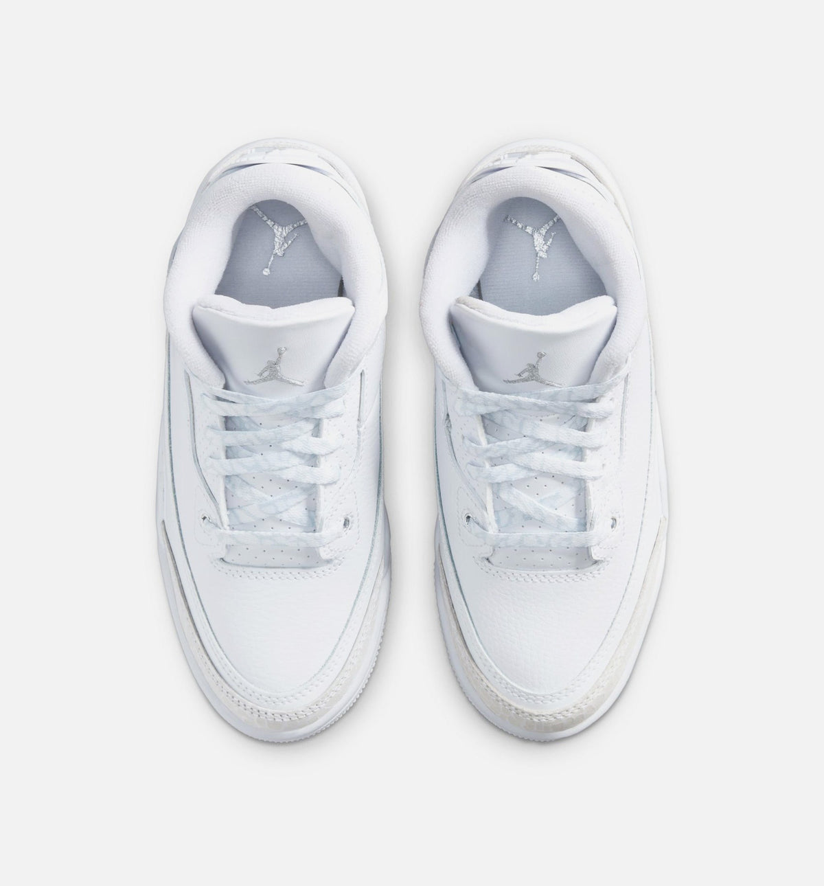 Air Jordan 3 Retro White & Silver Preschool Shoes - White/Metallic Silver