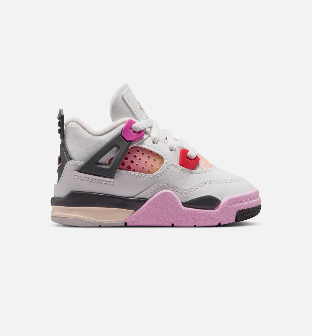 Air Jordan 4 Retro Comic Infant Toddler Shoes - Off-White/Fire Pink/Anthracite