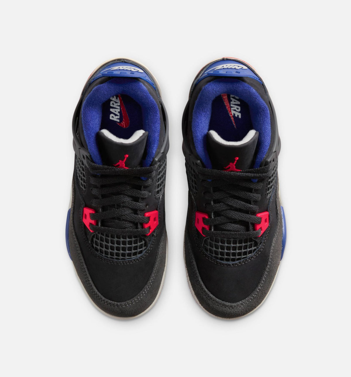 Air Jordan 4 Retro Rare Air Preschool Shoes - Black/Fire Red/Deep Royal Blue