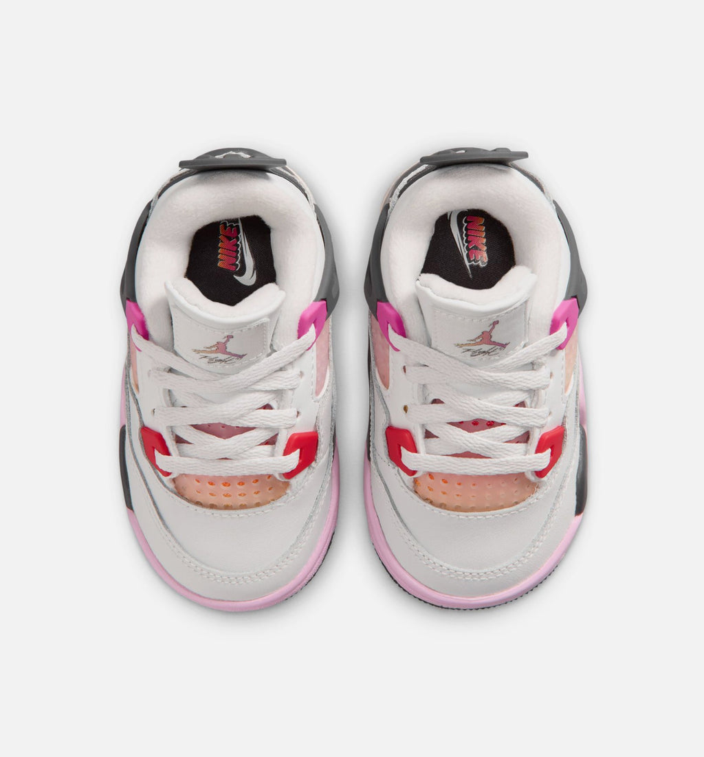 Air Jordan 4 Retro Comic Infant Toddler Shoes - Off-White/Fire Pink/Anthracite