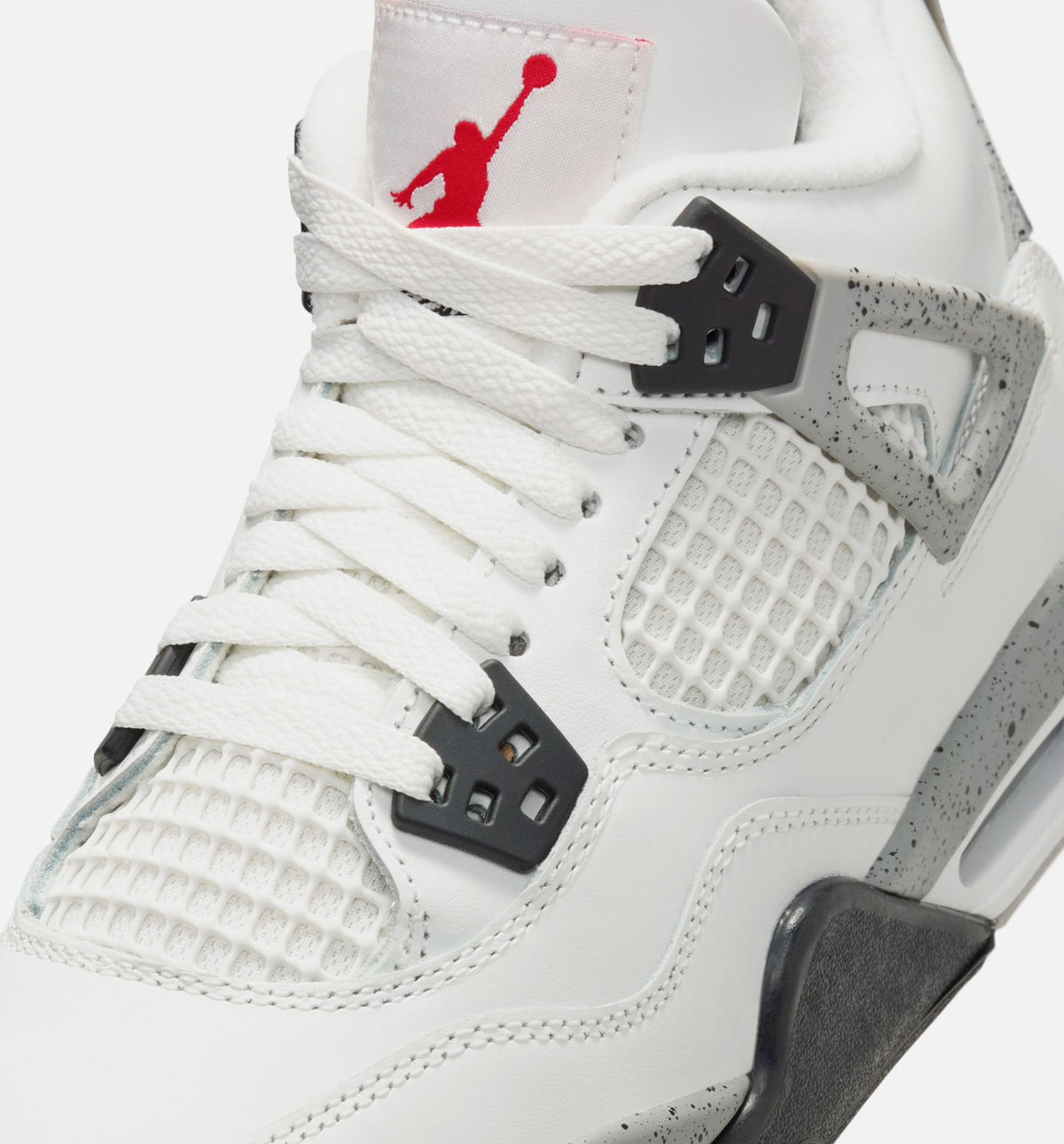 Air Jordan 4 Retro White Cement Grade School Shoes - Summit White/Fire Red/Cement Grey/Black