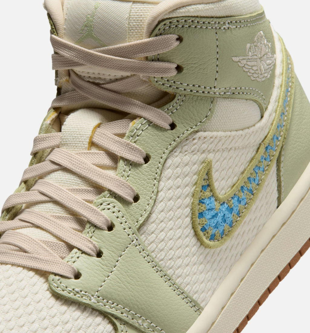 Air Jordan 1 Mid SE Women's Shoes - Olive Aura/Pearl White/Lawn