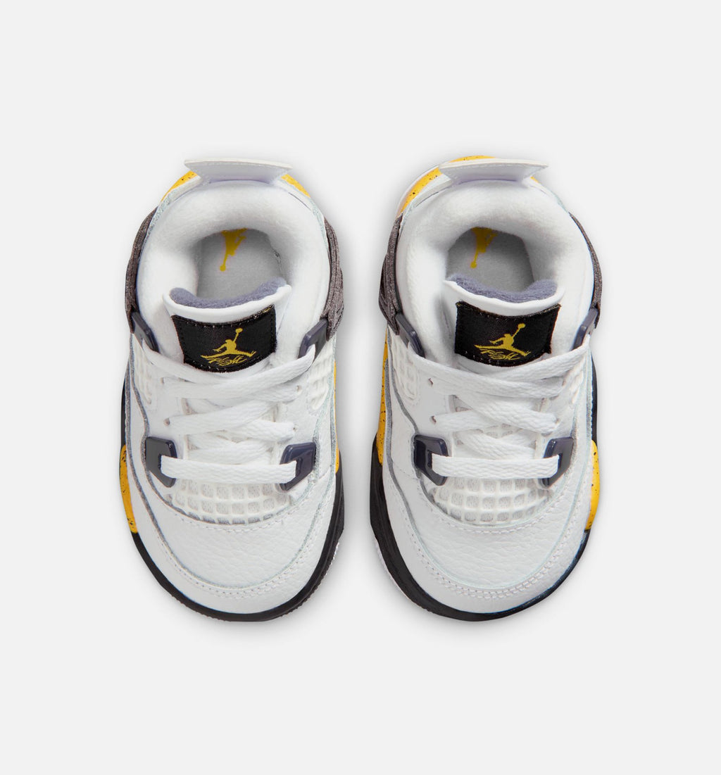 Air Jordan 4 Retro Rare Air Tour Yellow Infant Toddler Shoes - White/Dark Blue Grey/Black/Tour Yellow