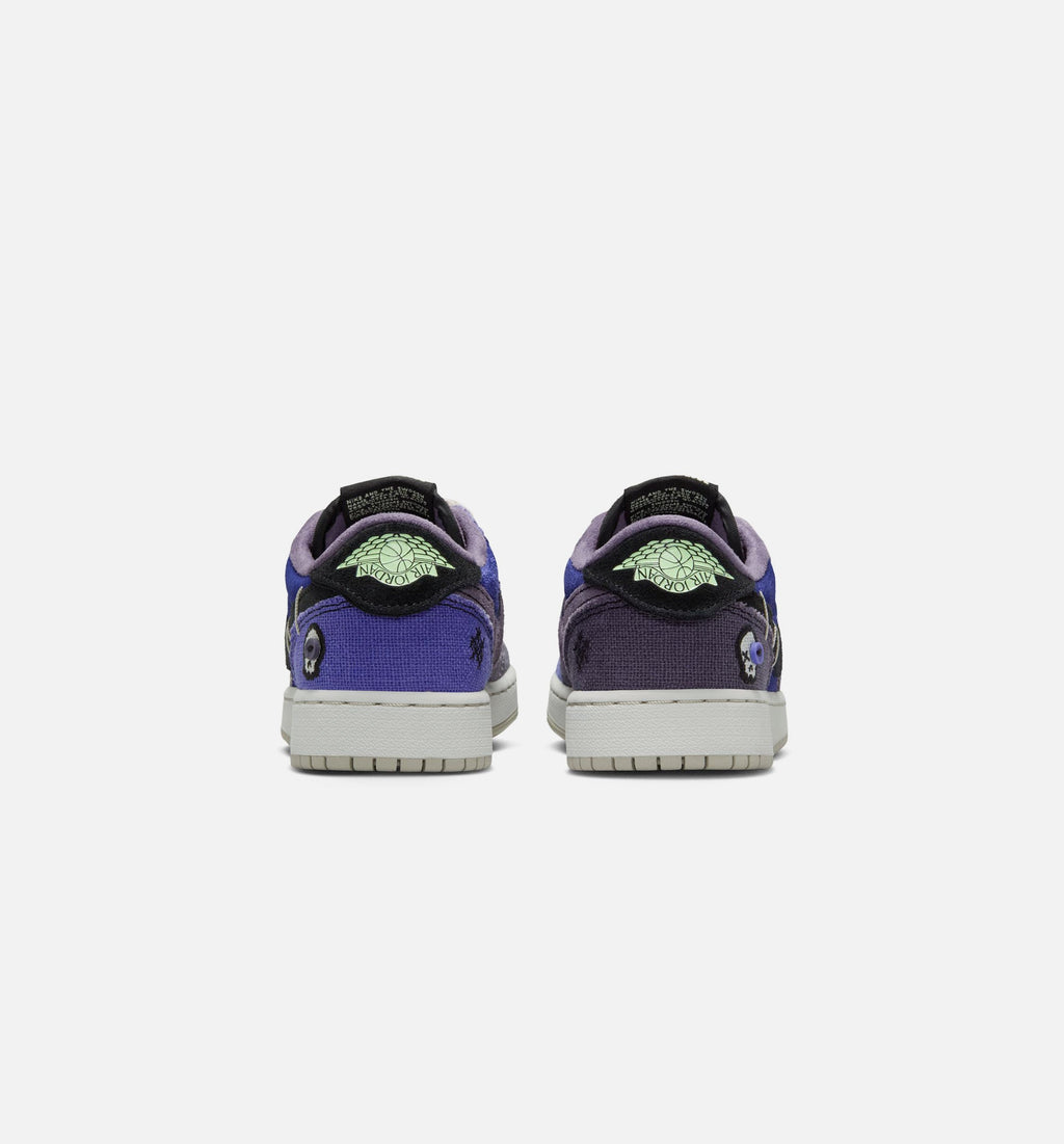 Air Jordan 1 Low OG Grade School Shoes - Regency Purple/Vapor Green/Black/Dark Raisin/Daybreak/Light Silver