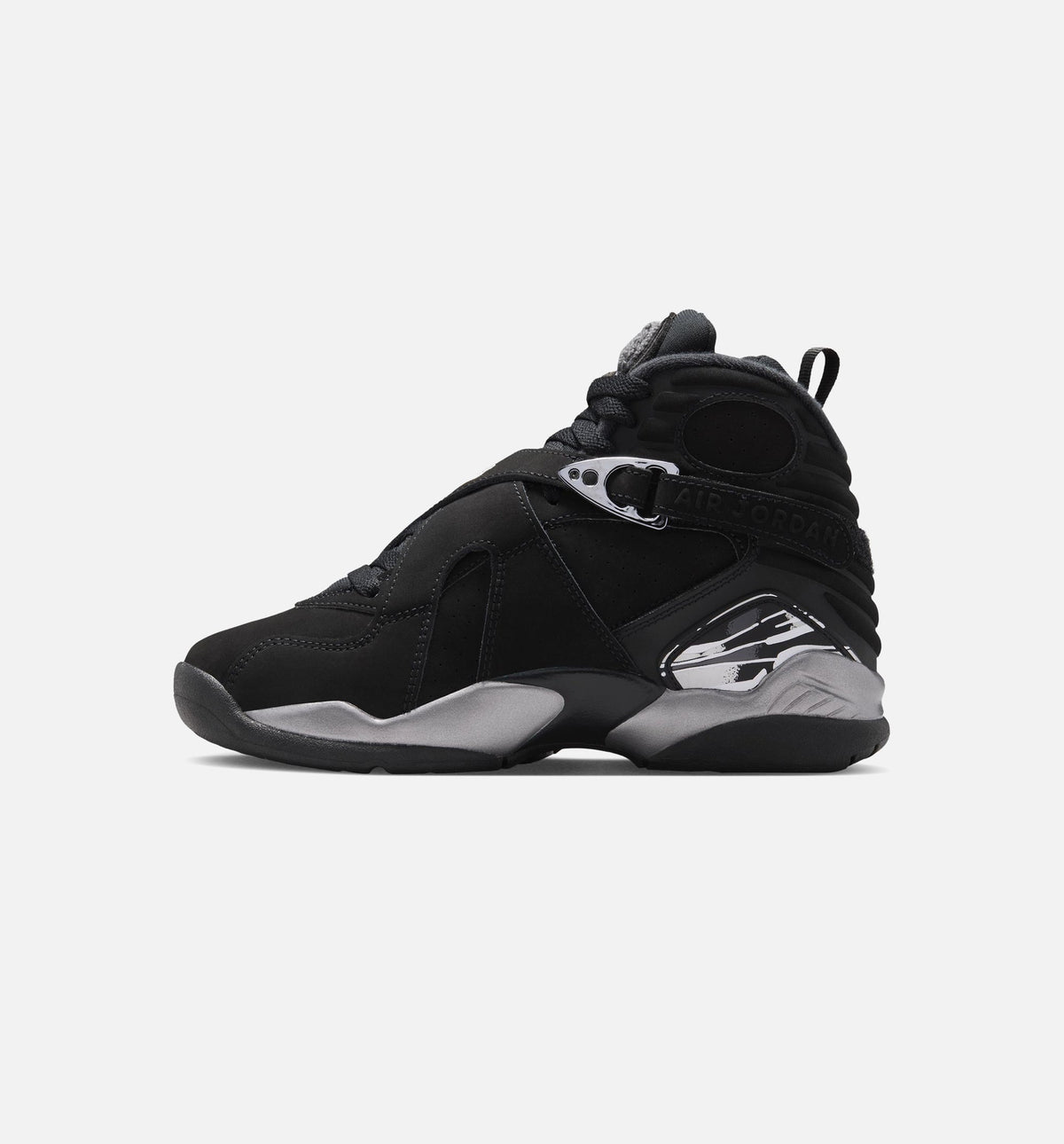 Air Jordan 8 Retro Chrome Grade School Shoes - Black/White/Light Graphite