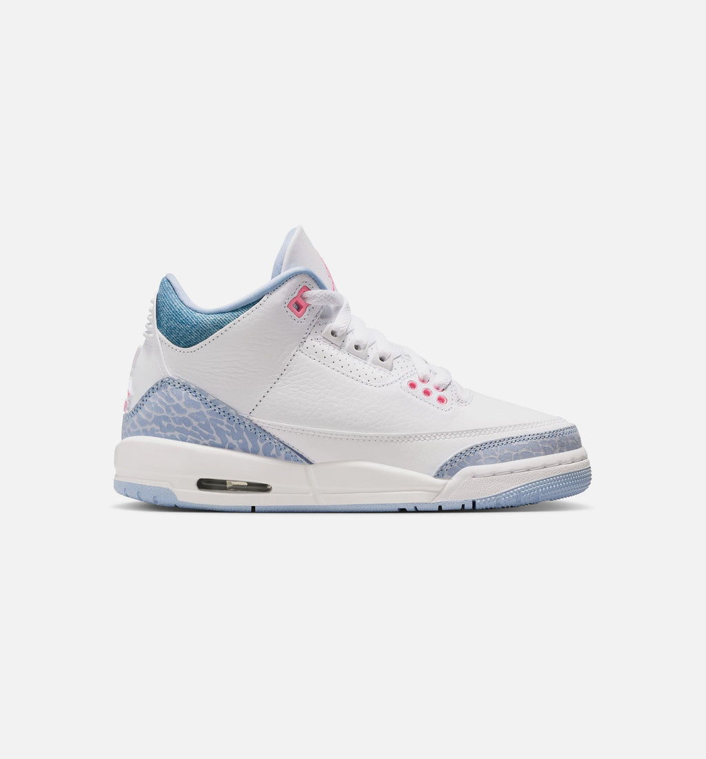 Air Jordan 3 Retro Cobalt Bliss Grade School Shoes - White/Cobalt Bliss/Football Grey/Pink Glow
