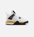 Air Jordan 4 Retro Rare Air Tour Yellow Infant Toddler Shoes - White/Dark Blue Grey/Black/Tour Yellow
