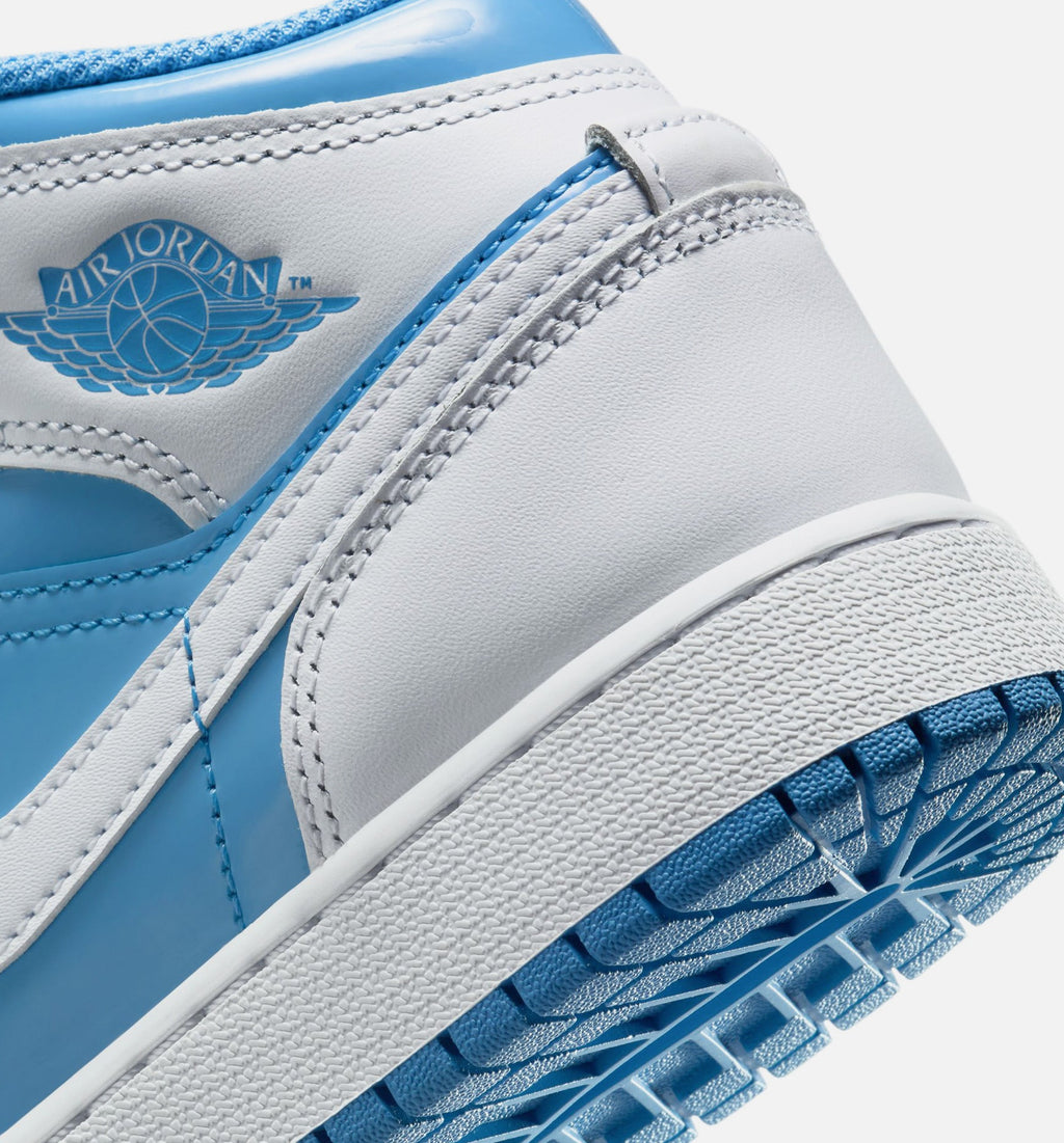 Air Jordan 1 Mid Grade School Shoes - White/Legend Blue