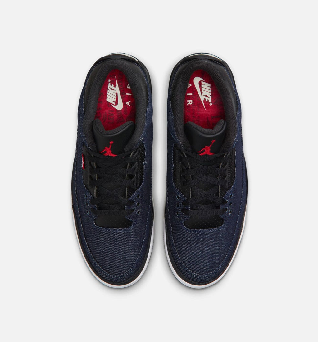 Air Jordan 3 x Levi's Indigo and Gym Red Men's Shoes - Denim/Black/Sail